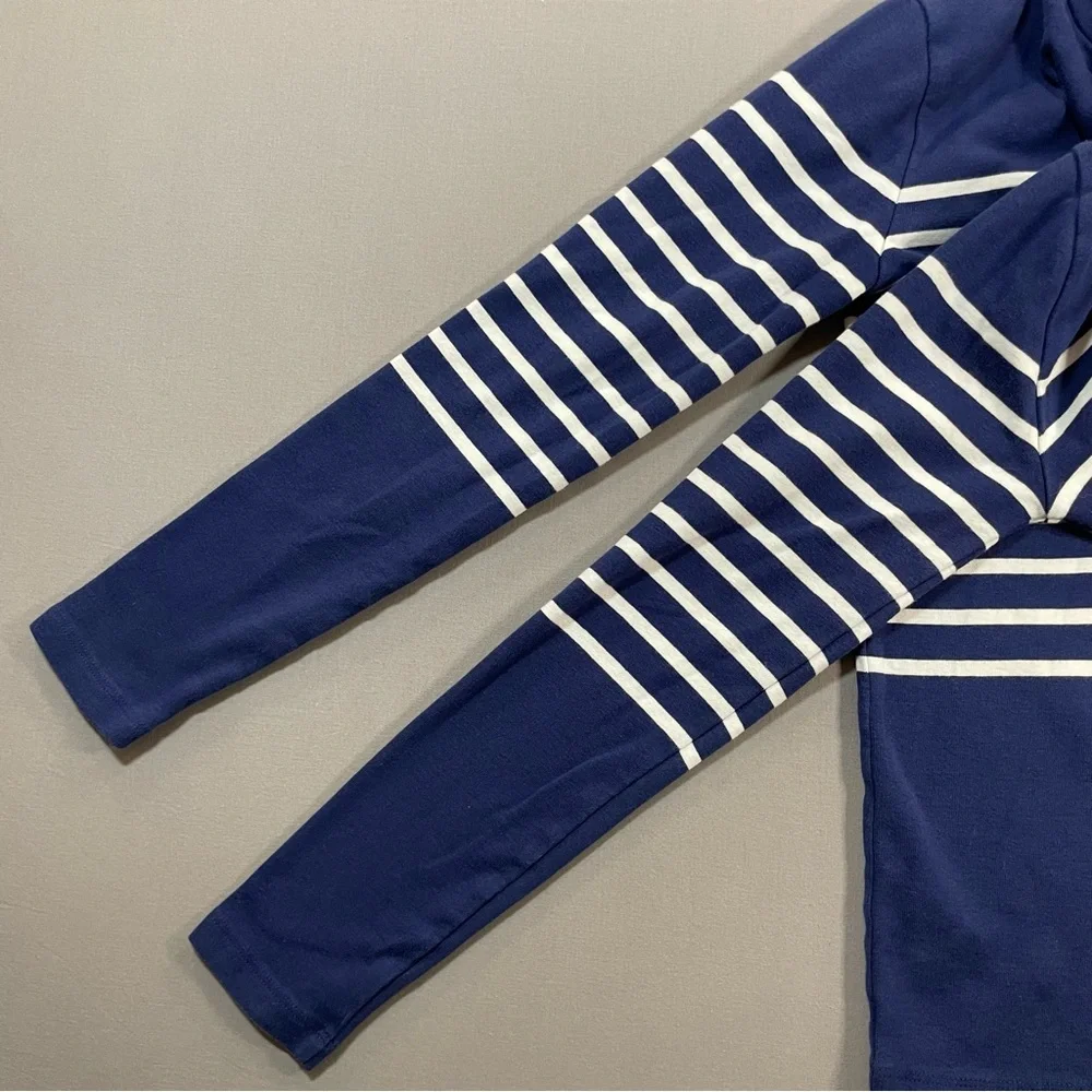 J Crew Perfect-Fit Turtleneck in Stripe, Long Sleeve Cotton Top - Womens Small